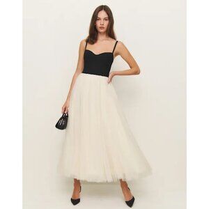 NWT Reformation Esmarie Dress Black with Ivory Size 2